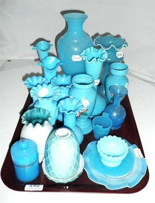 Lot 142 - Assorted Victorian and later blue glassware