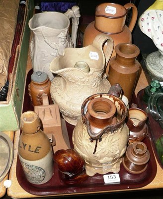 Lot 153 - Quantity of saltglaze stoneware including jugs etc