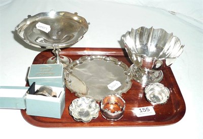 Lot 155 - Silver waiter, Birmingham, 1989, Bishtons Ltd., a silver tazza, Birmingham 1911, Levi &...