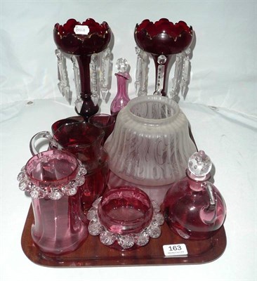 Lot 163 - Quantity of Victorian cranberry glass