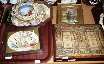 Lot 174 - Richter's Anchor Box Architectural stones, shell framed picture, framed scrap picture etc