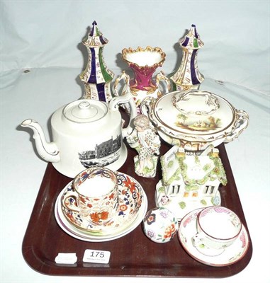 Lot 175 - Tray of assorted 19th century and later pottery and porcelain and other decorative items