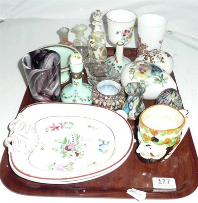 Lot 177 - Two 19th century dishes, various opaline glassware and other decorative items