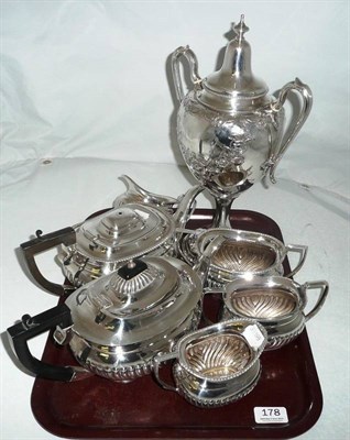 Lot 178 - Two plated tea sets and an urn