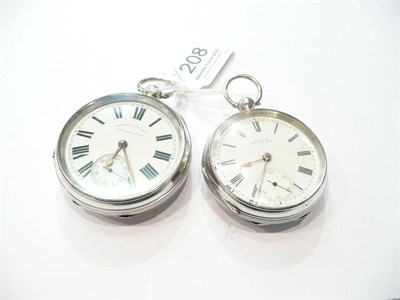 Lot 208 - Two silver open faced pocket watches