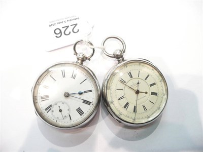 Lot 226 - A silver chronograph pocket watch and a silver open faced pocket watch