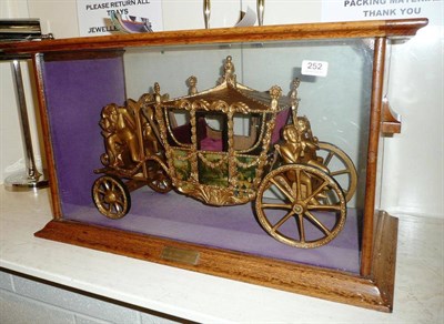 Lot 252 - A scratch built gold State coach in a glazed oak case