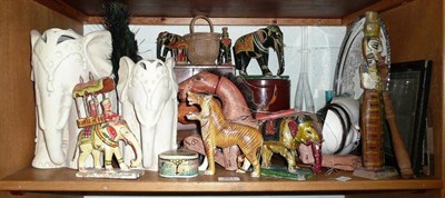 Lot 261 - Quantity of ornamental wood animals, 19th century miniature chest of drawers and reproduction...