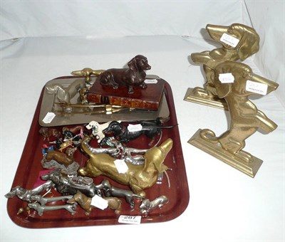 Lot 287 - Cold painted bronze dachshunds and other metalwares