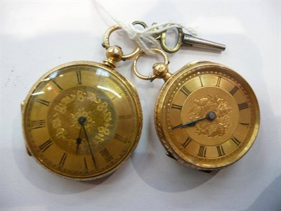 Lot 352 - A gold lady's pocket watch, and another (2)