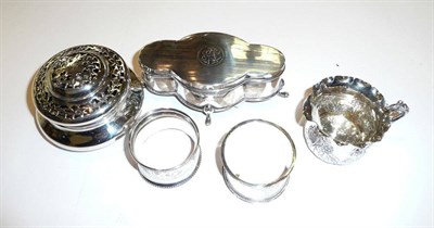 Lot 361 - Silver trinket box and four small items