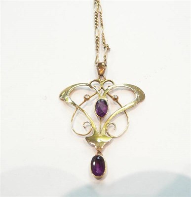 Lot 366 - An Art Nouveau amethyst pendant