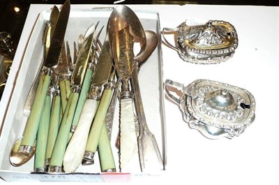 Lot 378 - Assorted silver flatwares and two silver cruets