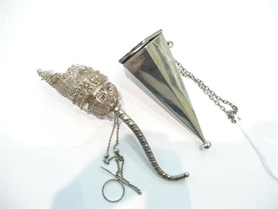 Lot 394 - A silver posy holder and a white metal posy holder