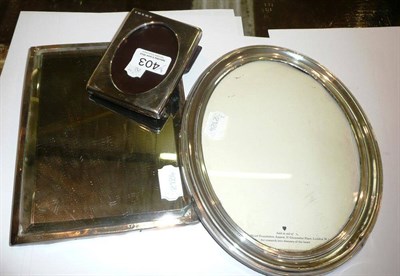 Lot 403 - Silver photograph frame, another and silver framed mirror