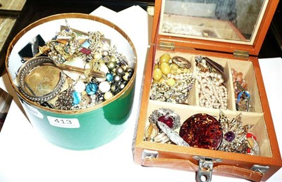 Lot 413 - Two boxes of costume jewellery