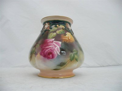 Lot 434 - Royal Worcester squat vase decorated with roses