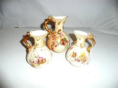 Lot 439 - Three blush ivory Worcester jugs