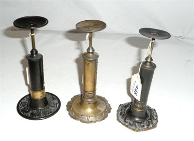 Lot 448 - Three brass/lacquered compression balances