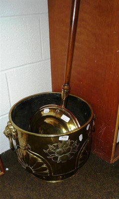 Lot 459 - A copper and brass bed warmer and a brass log bin