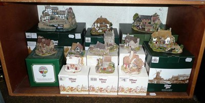 Lot 465 - Lilliput Lane 'Yuletide Harbour', 'Home Farm Beamish' and ten other pieces (shelf)