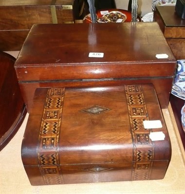 Lot 476 - Mahogany writing slope and a walnut sewing box