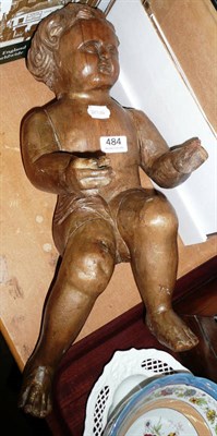 Lot 484 - Carved wood cherub