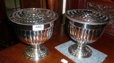 Lot 486 - Pair of silver plated rose bowls