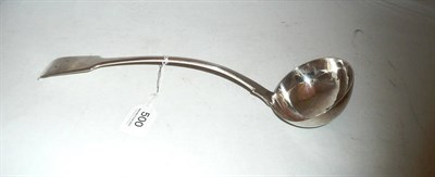 Lot 500 - A Victorian soup ladle, maker's mark WP, Exeter 1840, fiddle pattern, initialled THH, 35.5cm long