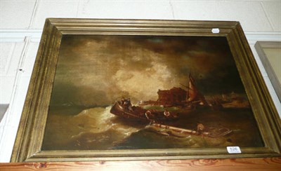 Lot 526 - Oil on panel, seascape, bearing a false signature H B Carter