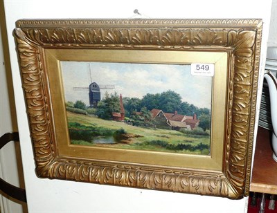 Lot 549 - Windmill in Worcestershire Landscape, oil on panel, signed HC