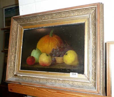 Lot 554 - Oil on panel- follower Jones of Bath, still life of fruit