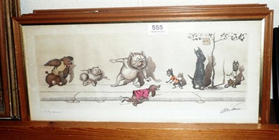 Lot 555 - Six framed and glazed O'Klein etchings - Dirty Dogs of Paris series