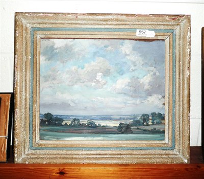 Lot 557 - Framed oil on board - landscape by Max Hofler, dated 5.8.46