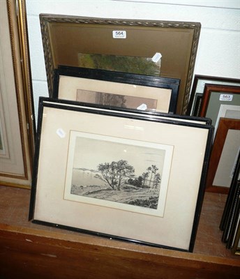 Lot 564 - Fred Hines, pair of pastel rural scenes; Turnbull, a pair of signed etchings; and two others