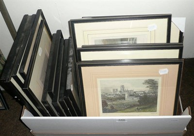 Lot 566 - Twenty five assorted framed prints, mainly topographical (one box)