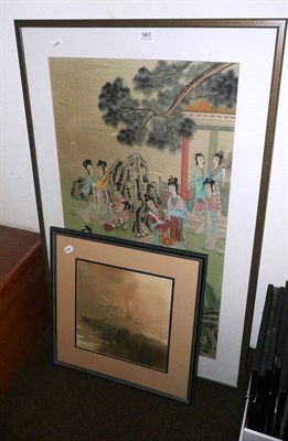 Lot 567 - Chinese painting on silk and Chinese watercolour