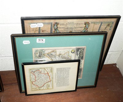 Lot 574 - A strip map - London to Flambourough Head with six other framed maps