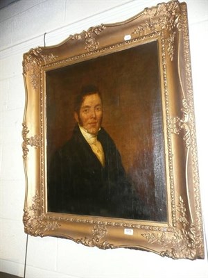 Lot 575 - Framed oil painting of a Victorian gentleman, believed to be Lord Byron