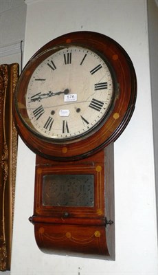 Lot 576 - Coal hod with brass embossed panel of a field mouse and inlaid drop dial wall clock