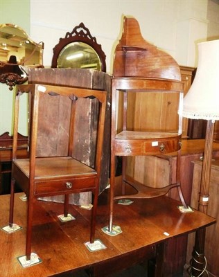 Lot 613 - Georgian mahogany inlaid corner washstand and a 19th century two tier washstand