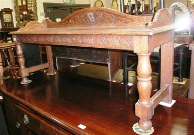 Lot 620 - Carved window seat and oak stool