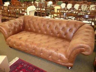 Lot 678 - Large leather Chesterfield sofa