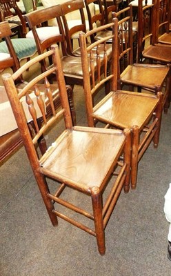 Lot 681 - Set of six elm and spindle back chairs