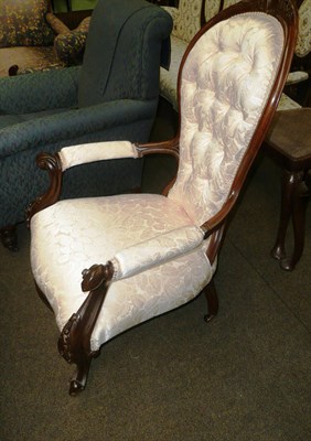 Lot 691 - A Victorian walnut framed open armchair