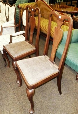 Lot 692 - Green upholstered oak framed easy chair and two dining chairs (3)