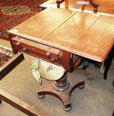 Lot 711 - Georgian IV oak work table with drop leaves