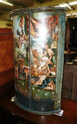 Lot 740 - Dutch painted bow-front corner cupboard