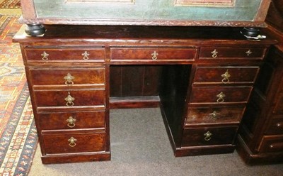 Lot 743 - Stained pine pedestal desk