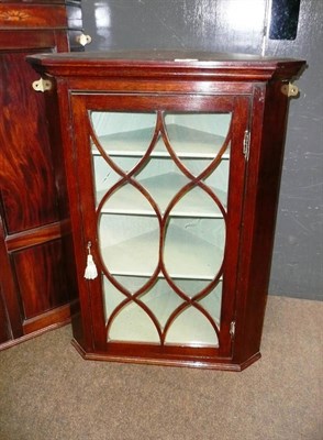 Lot 745 - 19th century oak glazed corner cabinet